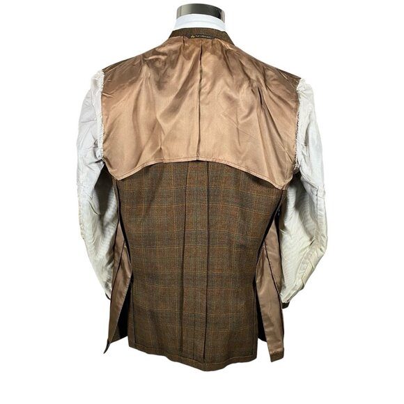 Vintage 60s 70s Kingsridge Sport Coat 44L 46L Brown Plaid Academia Ivy League - Picture 9 of 15